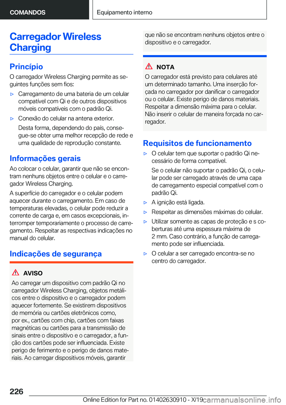 BMW X2 2020  Manual do condutor (in Portuguese) �C�a�r�r�e�g�a�d�o�r��W�i�r�e�l�e�s�s�C�h�a�r�g�i�n�g
�P�r�i�n�c�