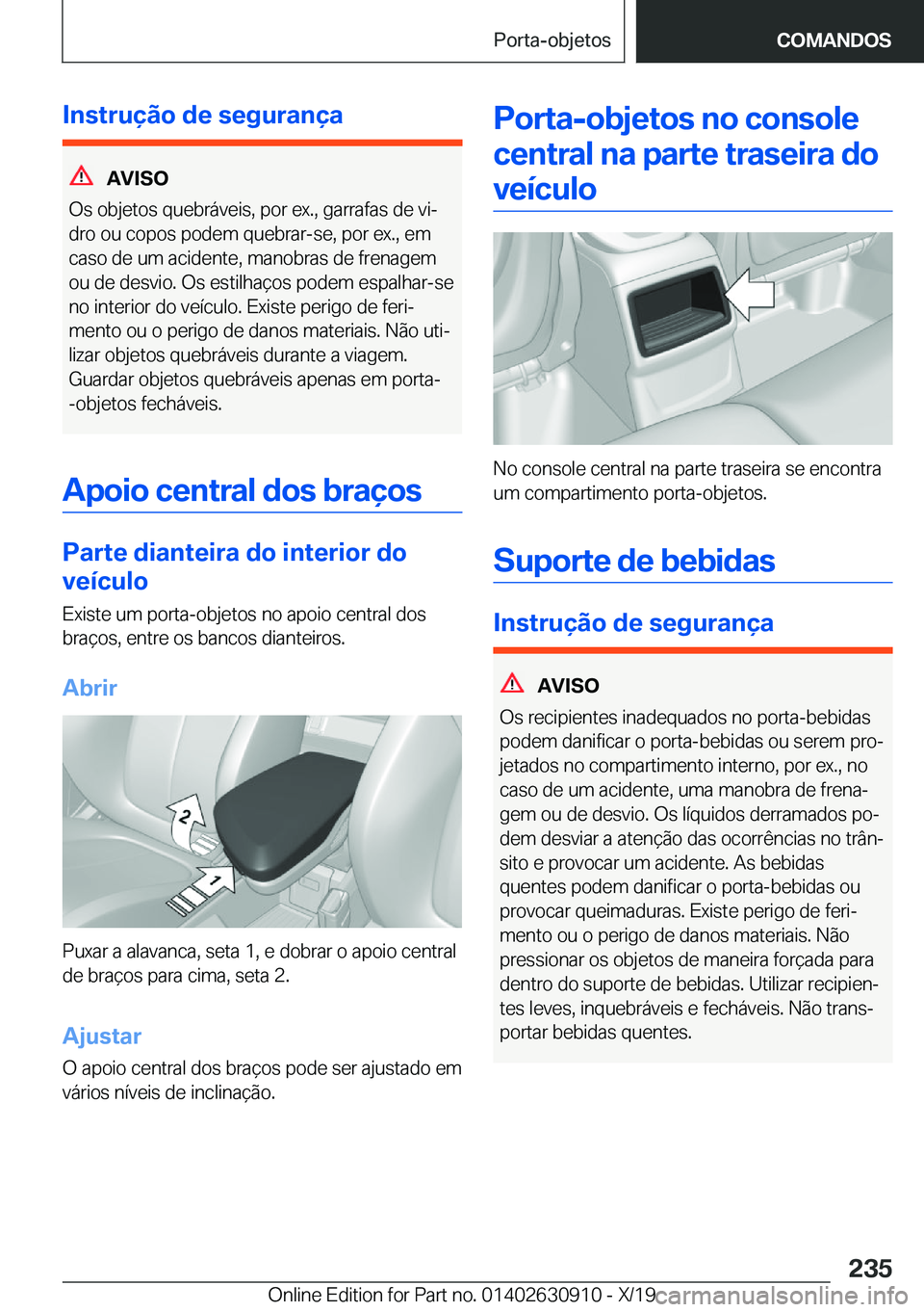 BMW X2 2020  Manual do condutor (in Portuguese) �I�n�s�t�r�u�