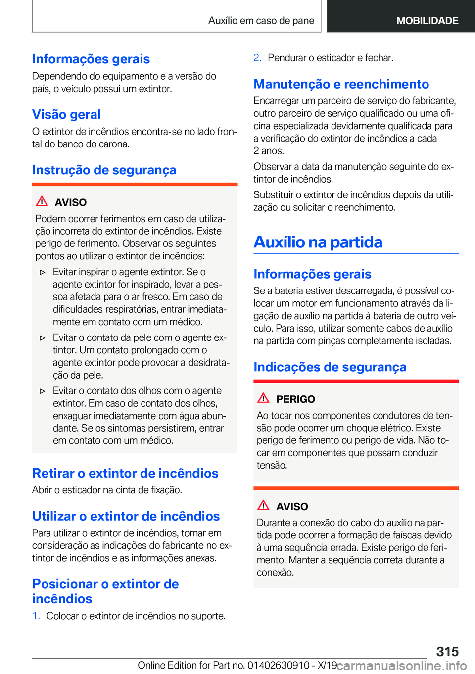 BMW X2 2020  Manual do condutor (in Portuguese) �I�n�f�o�r�m�a�