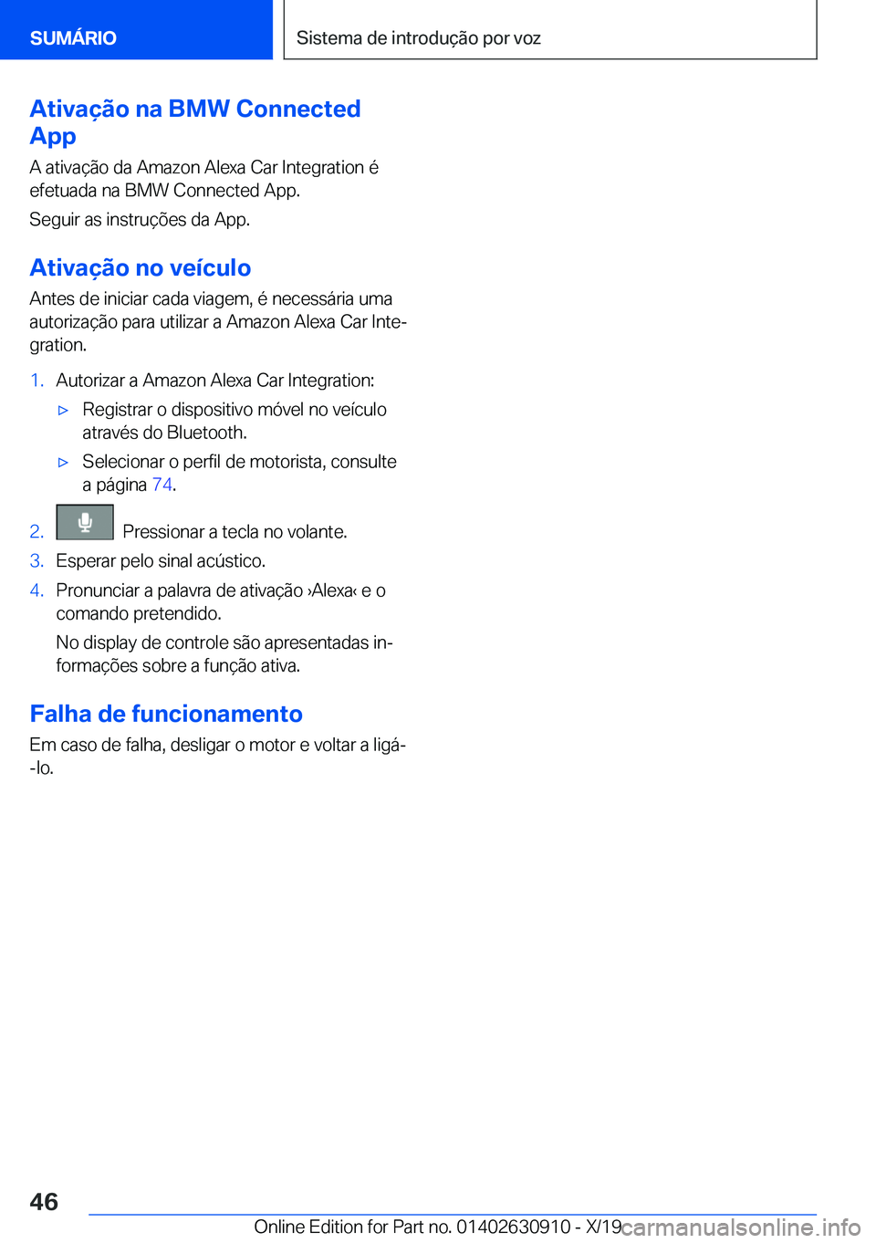 BMW X2 2020  Manual do condutor (in Portuguese) �A�t�i�v�a�