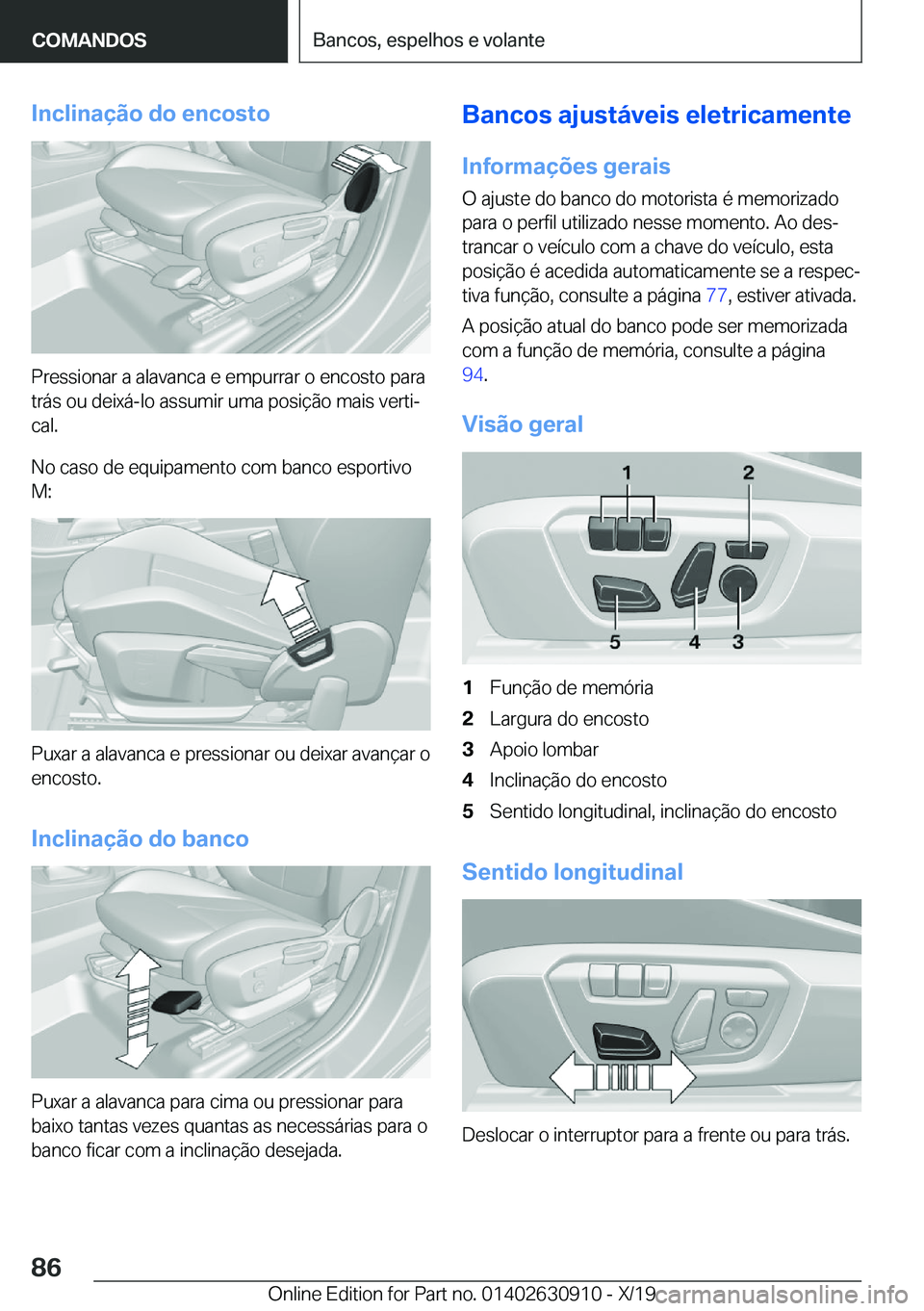 BMW X2 2020  Manual do condutor (in Portuguese) �I�n�c�l�i�n�a�