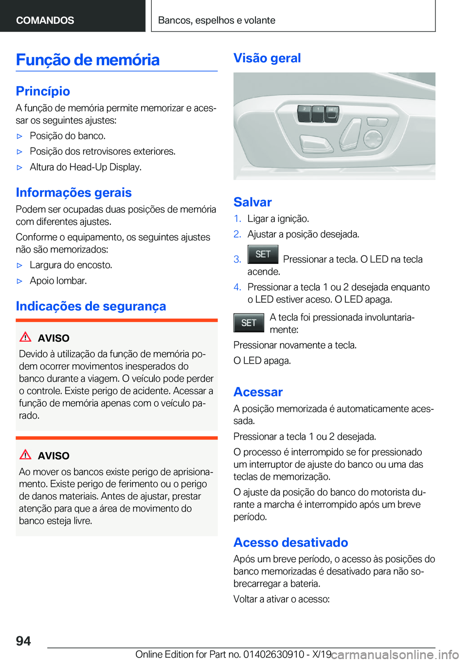 BMW X2 2020  Manual do condutor (in Portuguese) �F�u�n�