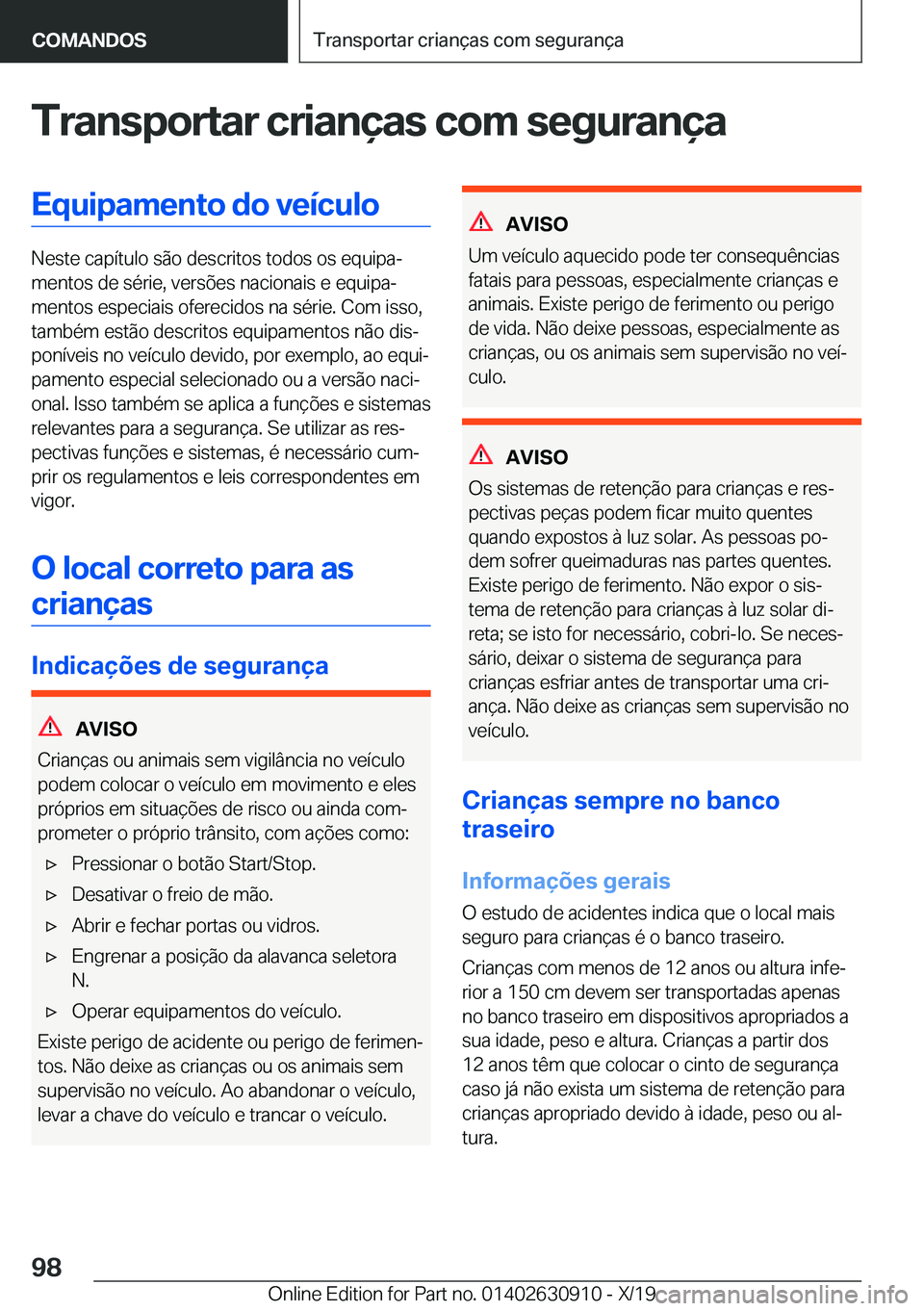 BMW X2 2020  Manual do condutor (in Portuguese) �T�r�a�n�s�p�o�r�t�a�r��c�r�i�a�n�