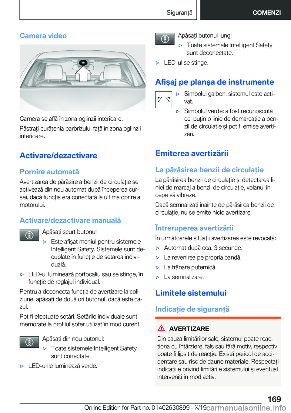 BMW X2 2020  Ghiduri De Utilizare (in Romanian) �C�a�m�e�r�a��v�i�d�e�o
�C�a�m�e�r�a��s�e��a�f�l�