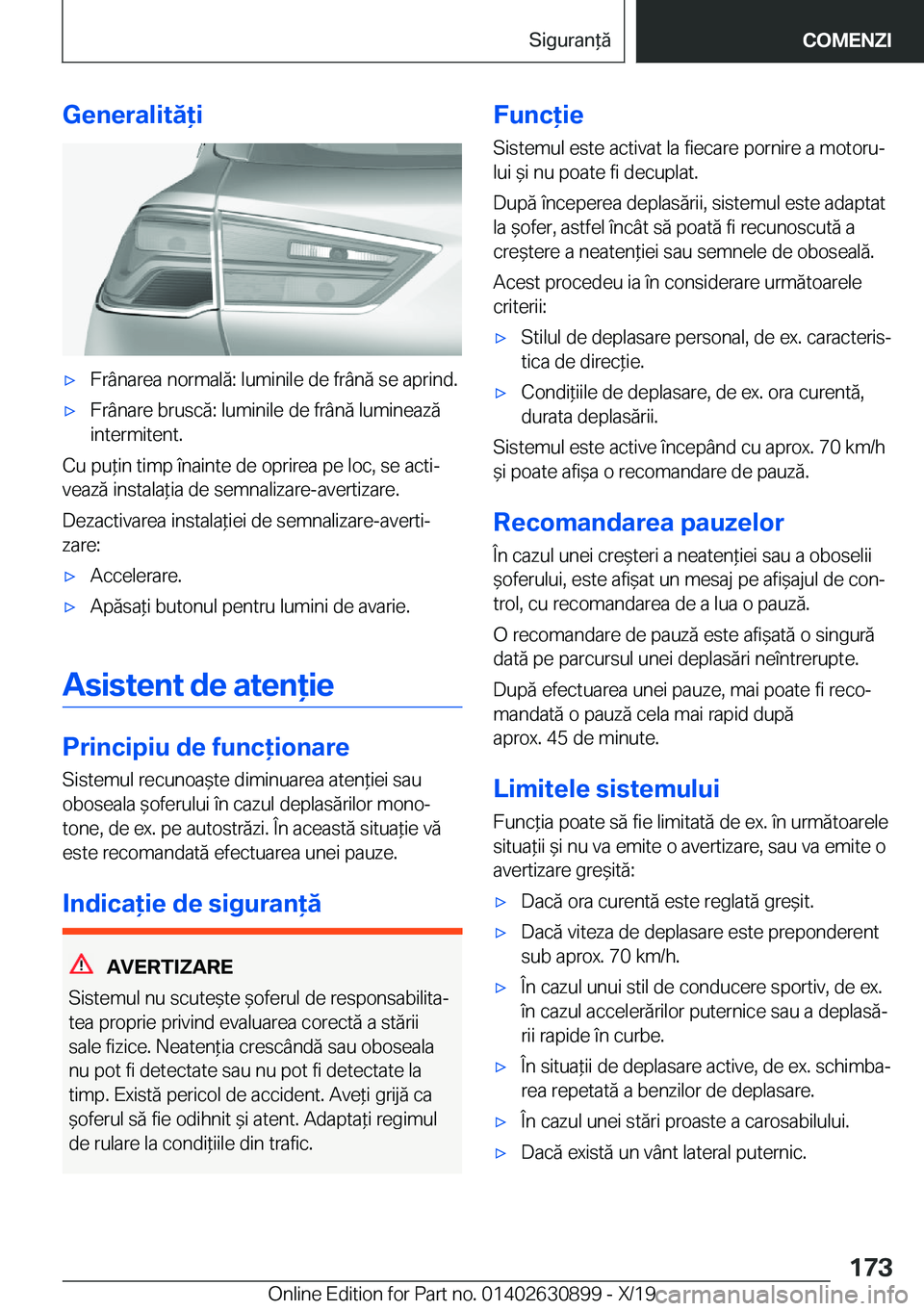 BMW X2 2020  Ghiduri De Utilizare (in Romanian) �G�e�n�e�r�a�l�i�t�