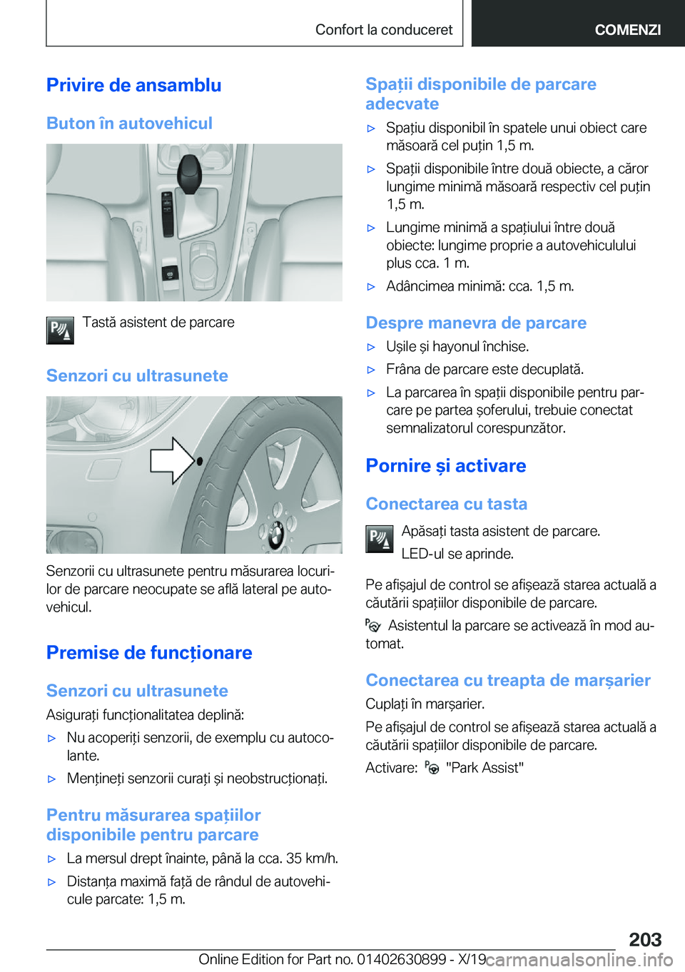 BMW X2 2020  Ghiduri De Utilizare (in Romanian) �P�r�i�v�i�r�e��d�e��a�n�s�a�m�b�l�u
�B�u�t�o�n��