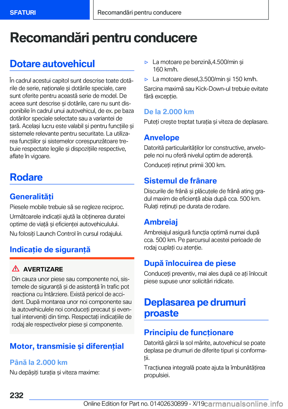 BMW X2 2020  Ghiduri De Utilizare (in Romanian) �R�e�c�o�m�a�n�d�