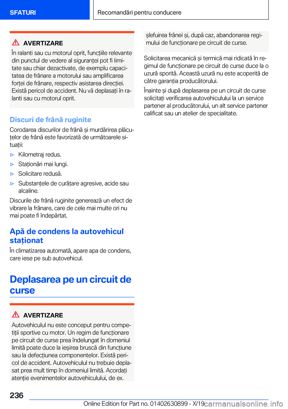 BMW X2 2020  Ghiduri De Utilizare (in Romanian) �A�V�E�R�T�I�Z�A�R�E
�