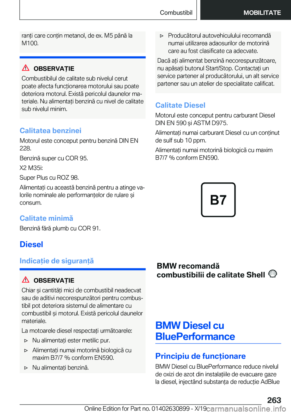 BMW X2 2020  Ghiduri De Utilizare (in Romanian) �r�a�n*�i��c�a�r�e��c�o�n*�i�n��m�e�t�a�n�o�l�,��d�e��e�x�.��M�5��p�