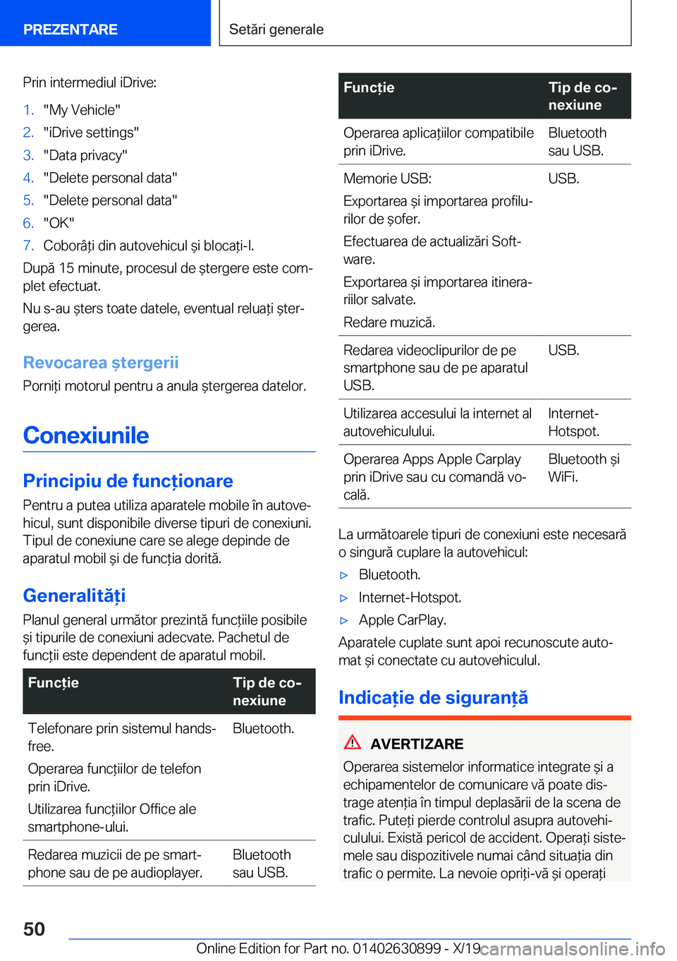 BMW X2 2020  Ghiduri De Utilizare (in Romanian) �P�r�i�n��i�n�t�e�r�m�e�d�i�u�l��i�D�r�i�v�e�:�1�.��M�y��V�e�h�i�c�l�e��2�.��i�D�r�i�v�e��s�e�t�t�i�n�g�s��3�.��D�a�t�a��p�r�i�v�a�c�y��4�.��D�e�l�e�t�e��p�e�r�s�o�n�a�l��d�a�t�a��5�.�