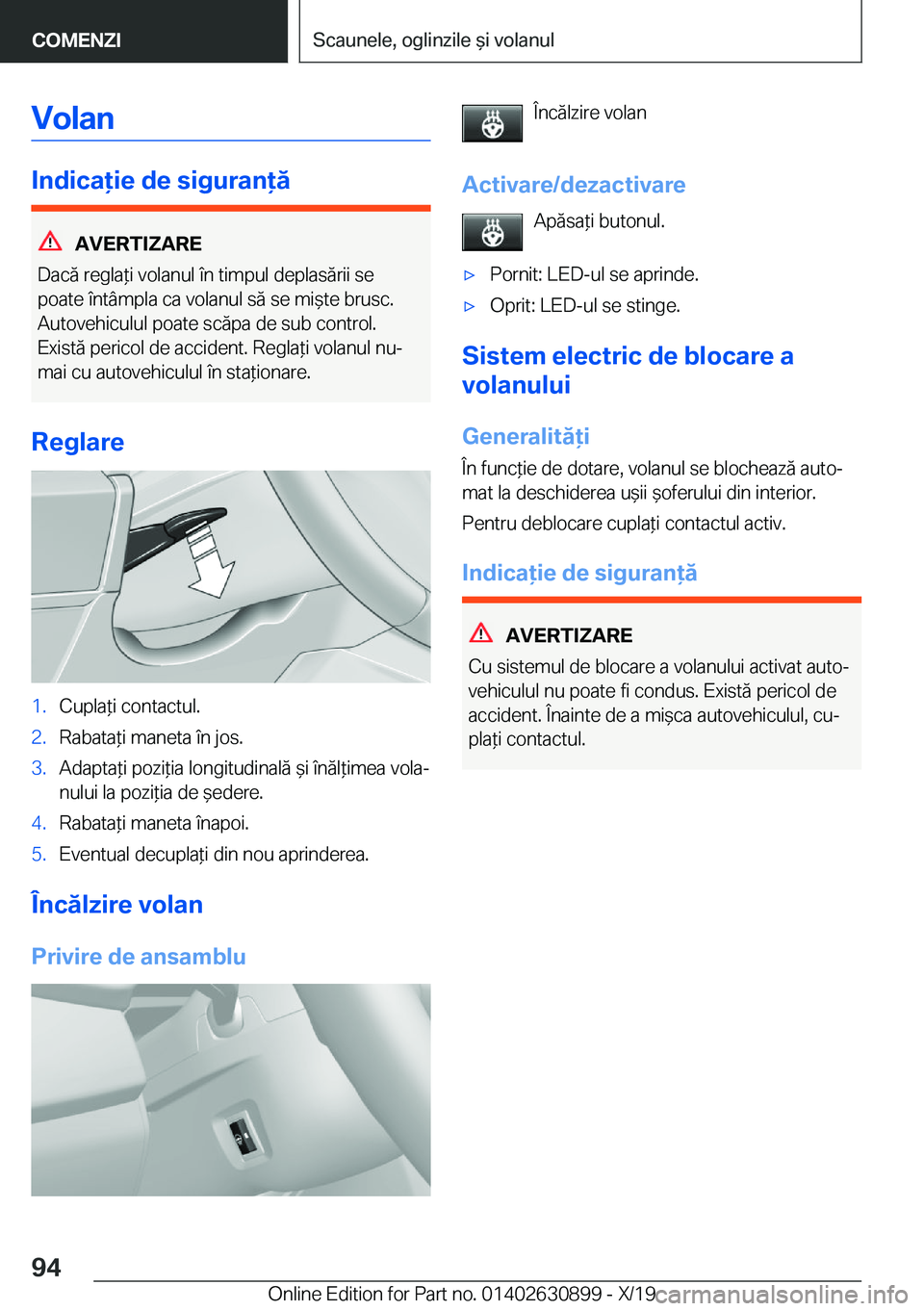 BMW X2 2020  Ghiduri De Utilizare (in Romanian) �V�o�l�a�n
�I�n�d�i�c�a�i�e��d�e��s�i�g�u�r�a�n�