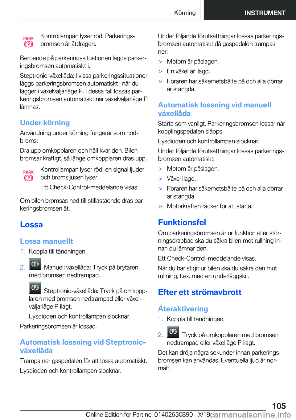 BMW X2 2020  InstruktionsbÖcker (in Swedish) �K�o�n�t�r�o�l�l�a�m�p�a�n��l�y�s�e�r��r�