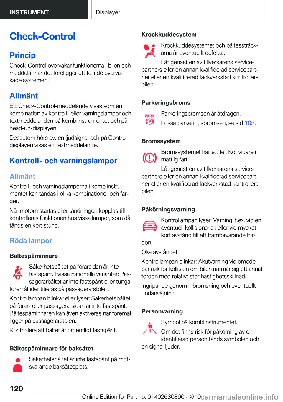 BMW X2 2020  InstruktionsbÖcker (in Swedish) �C�h�e�c�k�-�C�o�n�t�r�o�l
�P�r�i�n�c�i�p�C�h�e�c�k�-�C�o�n�t�r�o�l��