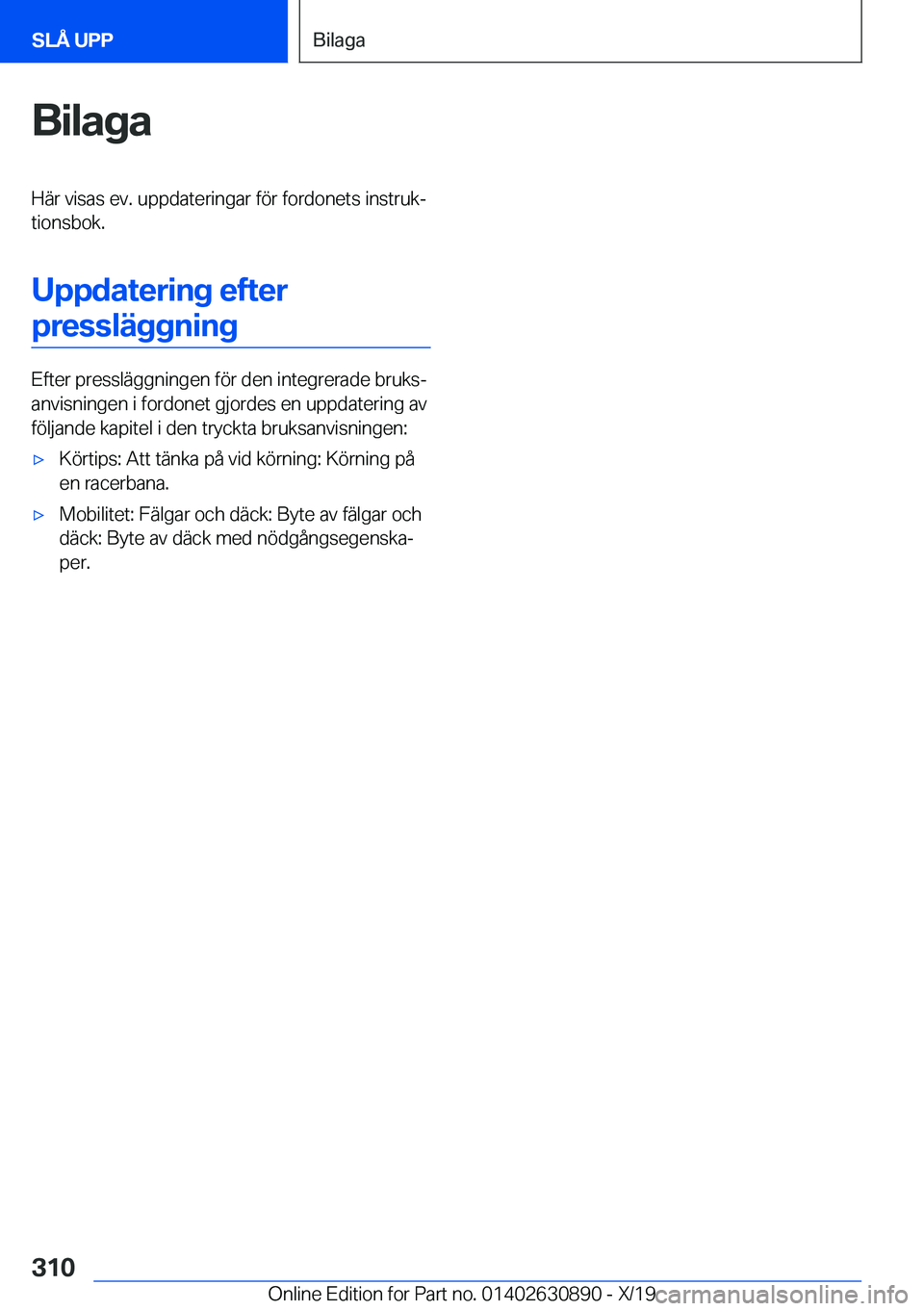 BMW X2 2020  InstruktionsbÖcker (in Swedish) �B�i�l�a�g�a�H�ä�r��v�i�s�a�s��e�v�.��u�p�p�d�a�t�e�r�i�n�g�a�r��f�