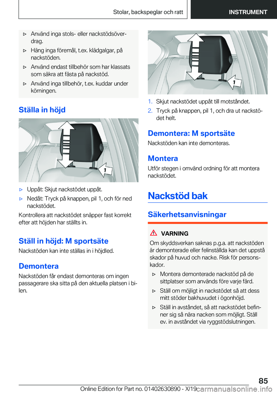BMW X2 2020  InstruktionsbÖcker (in Swedish) x�A�n�v�ä�n�d��i�n�g�a��s�t�o�l�s�-��e�l�l�e�r��n�a�c�k�s�t�