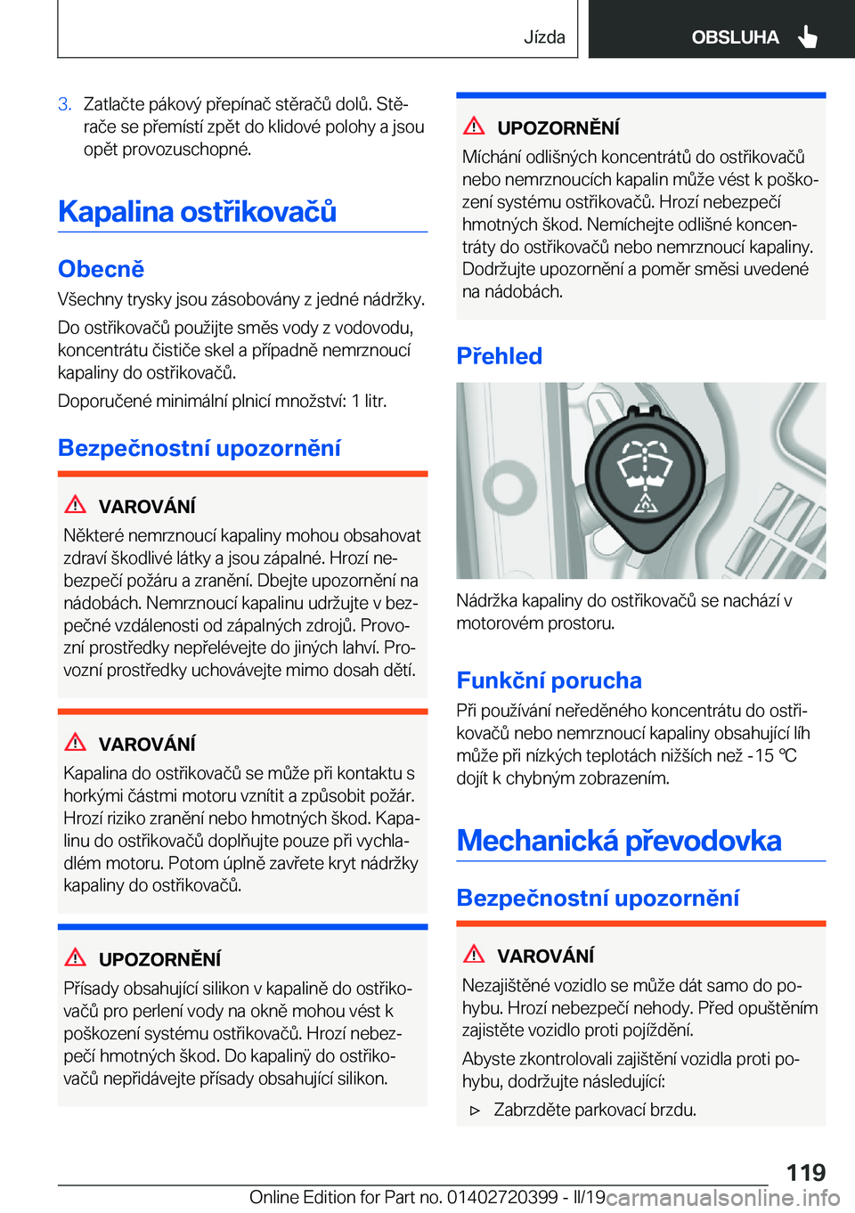 BMW X2 2019  Návod na použití (in Czech) �3�.�Z�a�t�l�a�č�t�e��p�