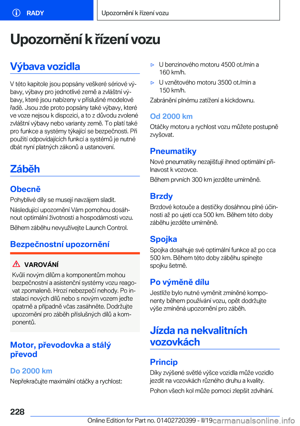 BMW X2 2019  Návod na použití (in Czech) �U�p�o�z�o�r�n�ě�n�