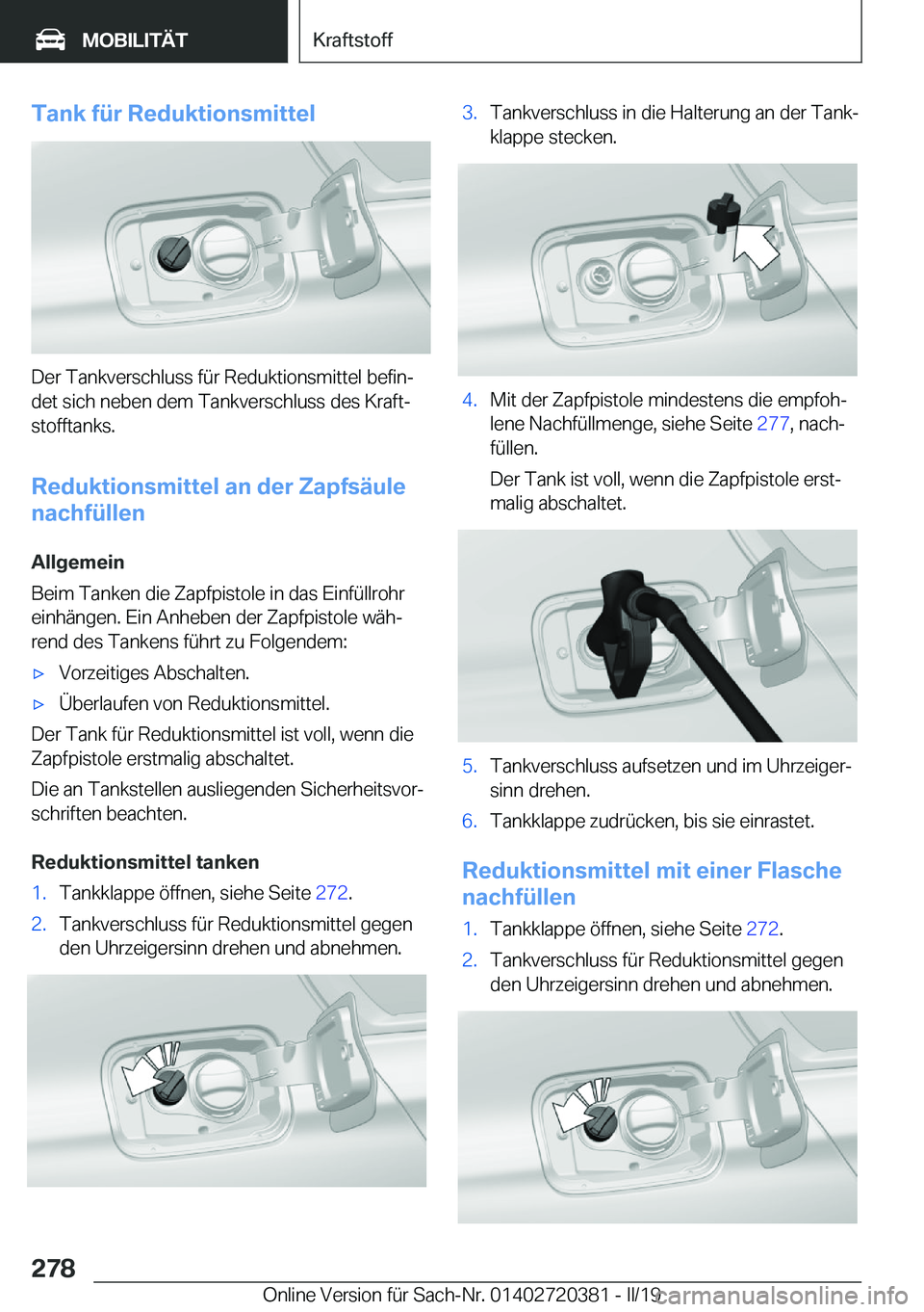 BMW X2 2019  Betriebsanleitungen (in German) �T�a�n�k��f�