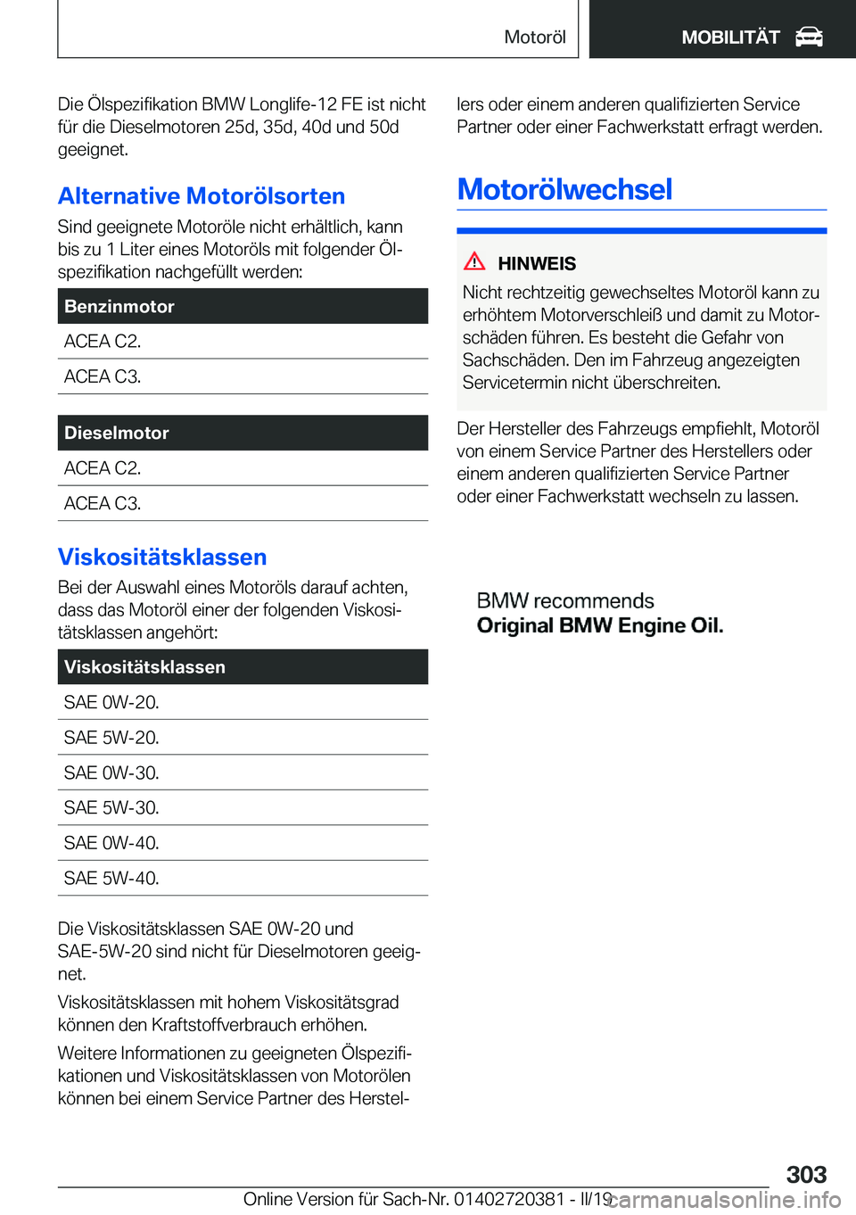 BMW X2 2019  Betriebsanleitungen (in German) �D�i�e��