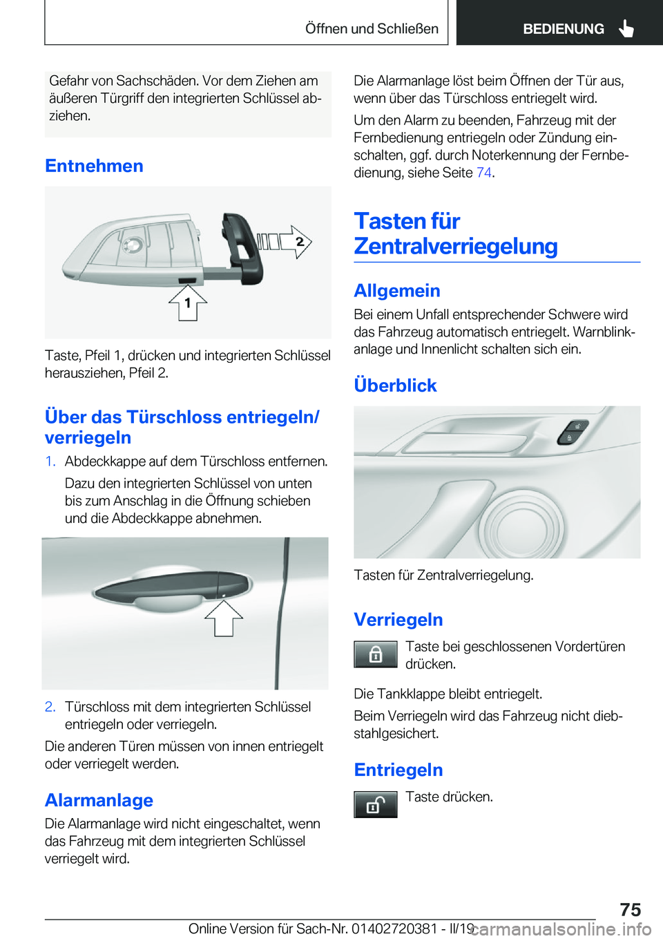 BMW X2 2019  Betriebsanleitungen (in German) �G�e�f�a�h�r��v�o�n��S�a�c�h�s�c�h�