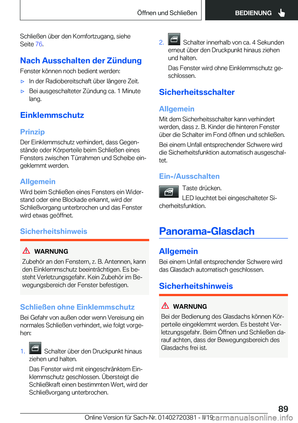 BMW X2 2019  Betriebsanleitungen (in German) �S�c�h�l�i�e�