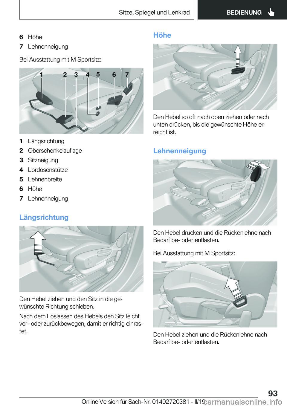BMW X2 2019  Betriebsanleitungen (in German) �6�H�