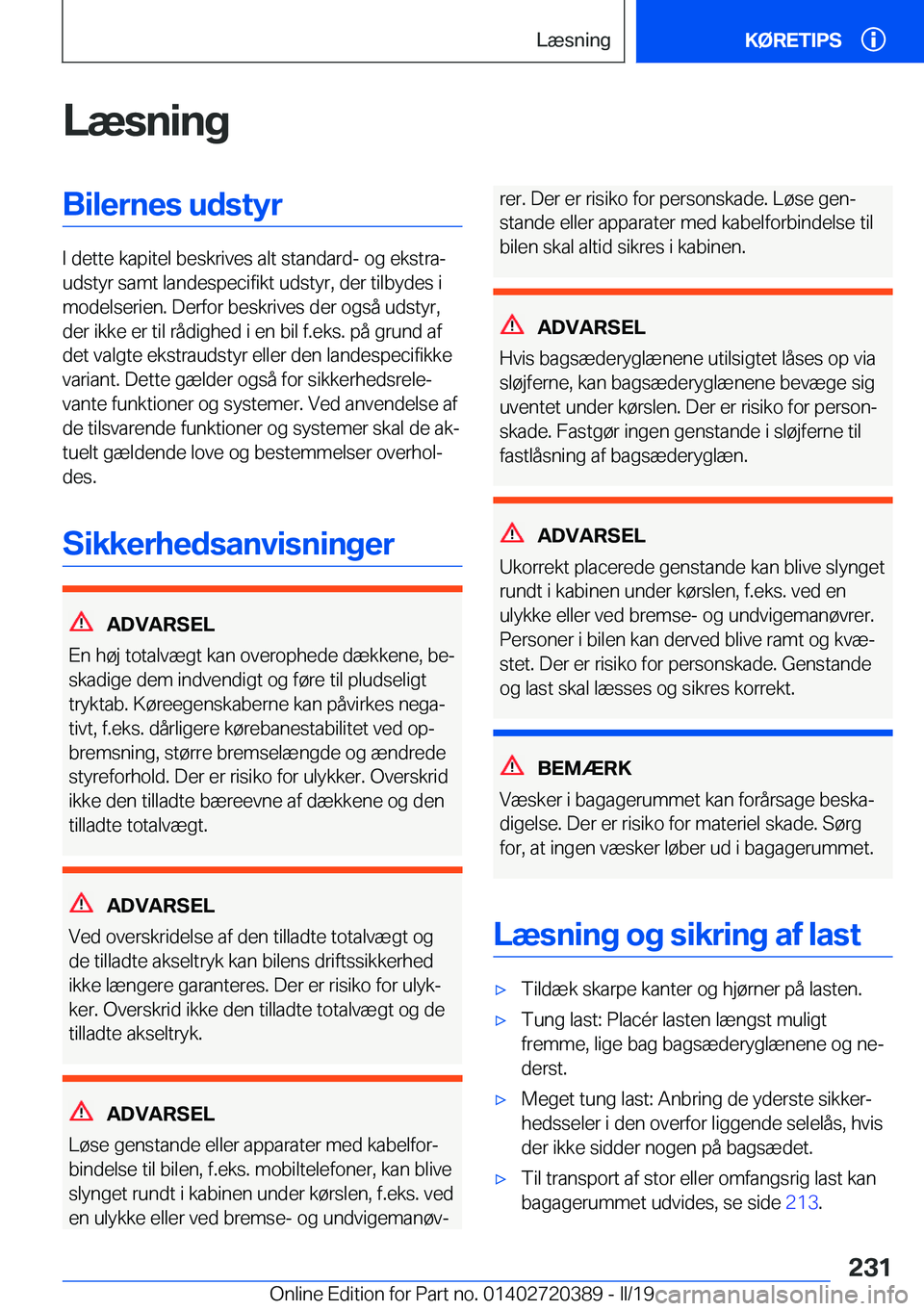 BMW X2 2019  InstruktionsbØger (in Danish) �L�æ�s�n�i�n�g�B�i�l�e�r�n�e�s��u�d�s�t�y�r
�I��d�e�t�t�e��k�a�p�i�t�e�l��b�e�s�k�r�i�v�e�s��a�l�t��s�t�a�n�d�a�r�d�-��o�g��e�k�s�t�r�aj
�u�d�s�t�y�r��s�a�m�t��l�a�n�d�e�s�p�e�c�i�f�i�k�t�