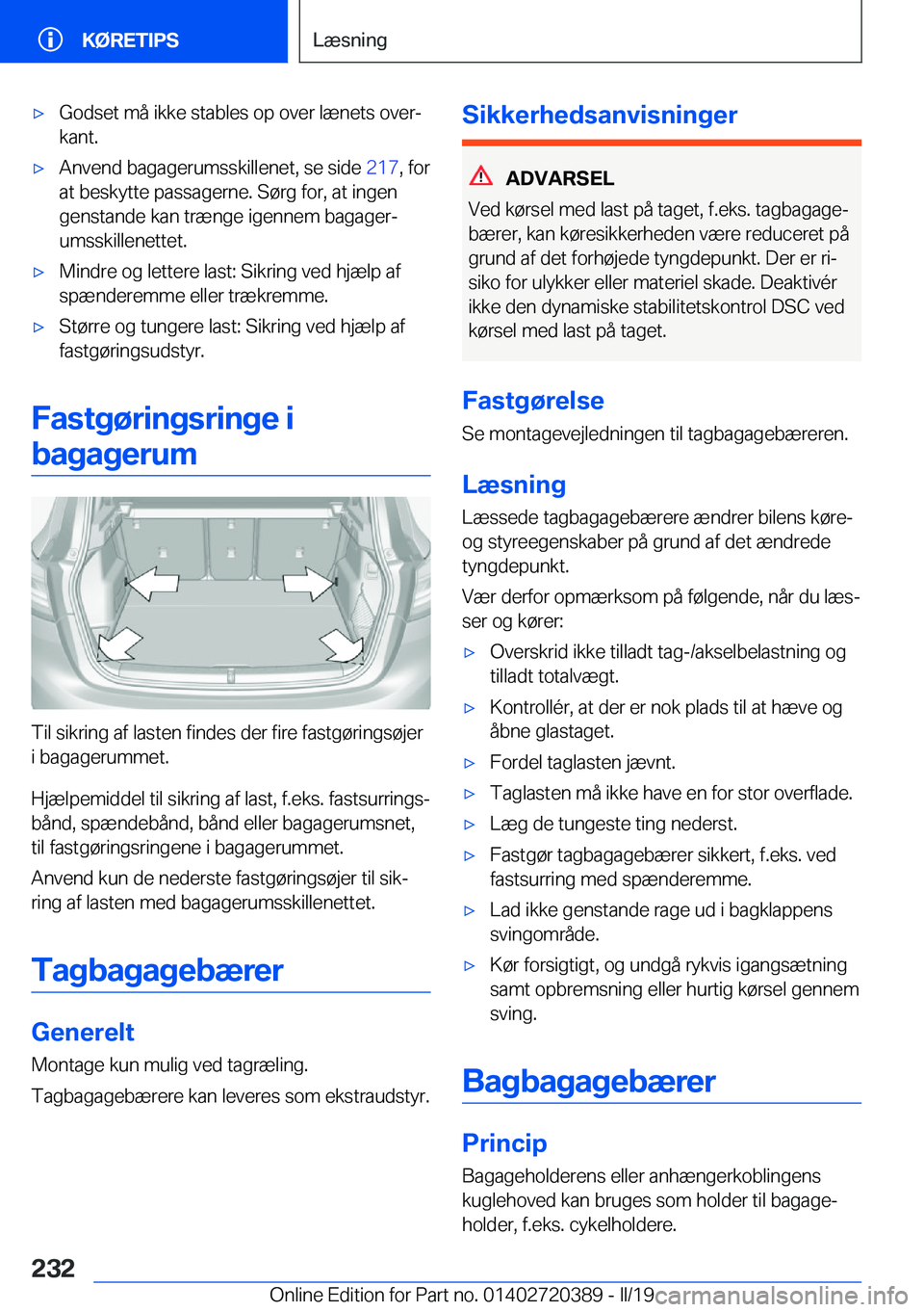 BMW X2 2019  InstruktionsbØger (in Danish) 'x�G�o�d�s�e�t��m�å��i�k�k�e��s�t�a�b�l�e�s��o�p��o�v�e�r��l�æ�n�e�t�s��o�v�e�rj
�k�a�n�t�.'x�A�n�v�e�n�d��b�a�g�a�g�e�r�u�m�s�s�k�i�l�l�e�n�e�t�,��s�e��s�i�d�e� �2�1�7�,��f�o�r
