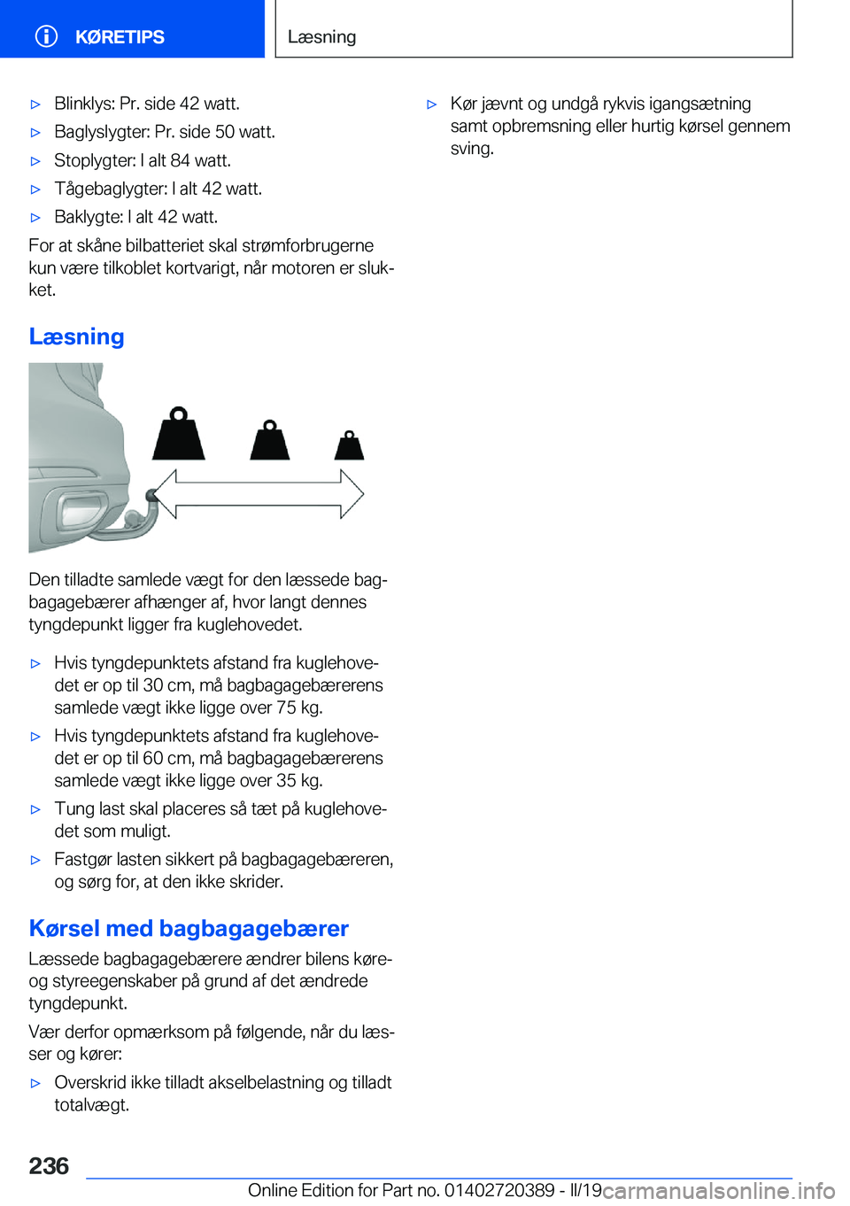 BMW X2 2019  InstruktionsbØger (in Danish) 'x�B�l�i�n�k�l�y�s�:��P�r�.��s�i�d�e��4�2��w�a�t�t�.'x�B�a�g�l�y�s�l�y�g�t�e�r�:��P�r�.��s�i�d�e��5�0��w�a�t�t�.'x�S�t�o�p�l�y�g�t�e�r�:��I��a�l�t��8�4��w�a�t�t�.'x�T�å�g�
