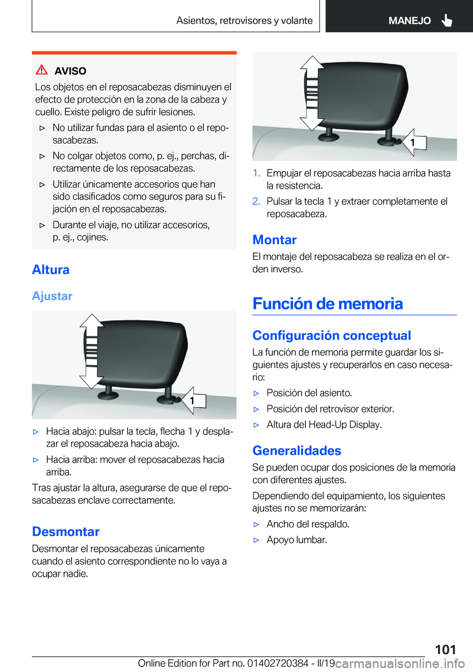 BMW X2 2019  Manuales de Empleo (in Spanish) �A�V�I�S�O
�L�o�s��o�b�j�e�t�o�s��e�n��e�l��r�e�p�o�s�a�c�a�b�e�z�a�s��d�i�s�m�i�n�u�y�e�n��e�l �e�f�e�c�t�o��d�e��p�r�o�t�e�c�c�i�