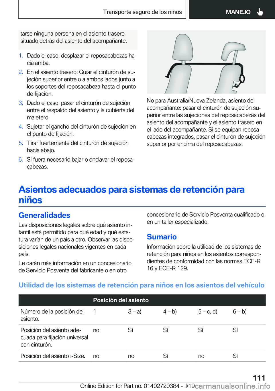 BMW X2 2019  Manuales de Empleo (in Spanish) �t�a�r�s�e��n�i�n�g�u�n�a��p�e�r�s�o�n�a��e�n��e�l��a�s�i�e�n�t�o��t�r�a�s�e�r�o�s�i�t�u�a�d�o��d�e�t�r�