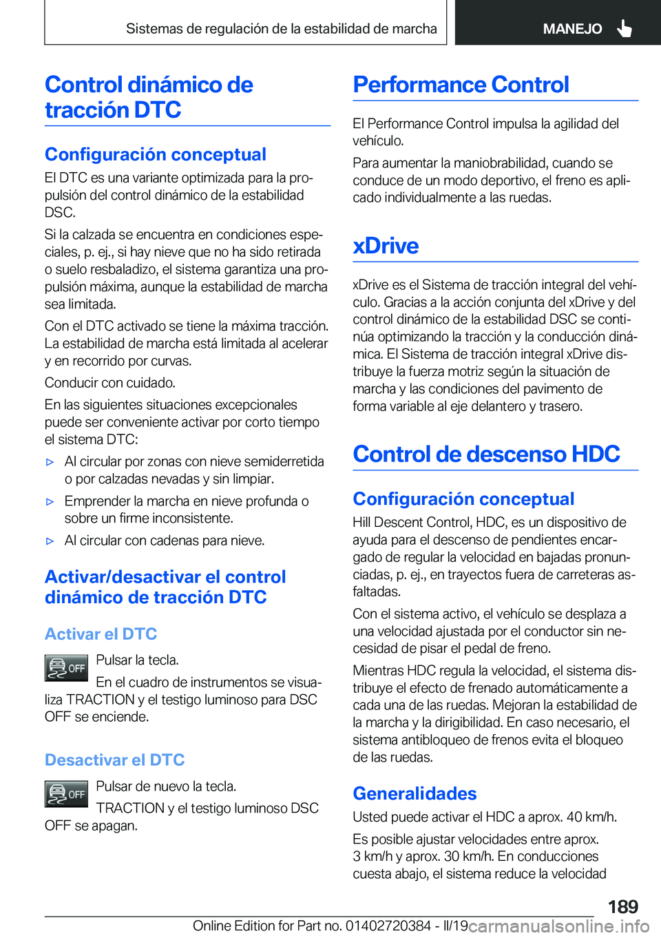 BMW X2 2019  Manuales de Empleo (in Spanish) �C�o�n�t�r�o�l��d�i�n�