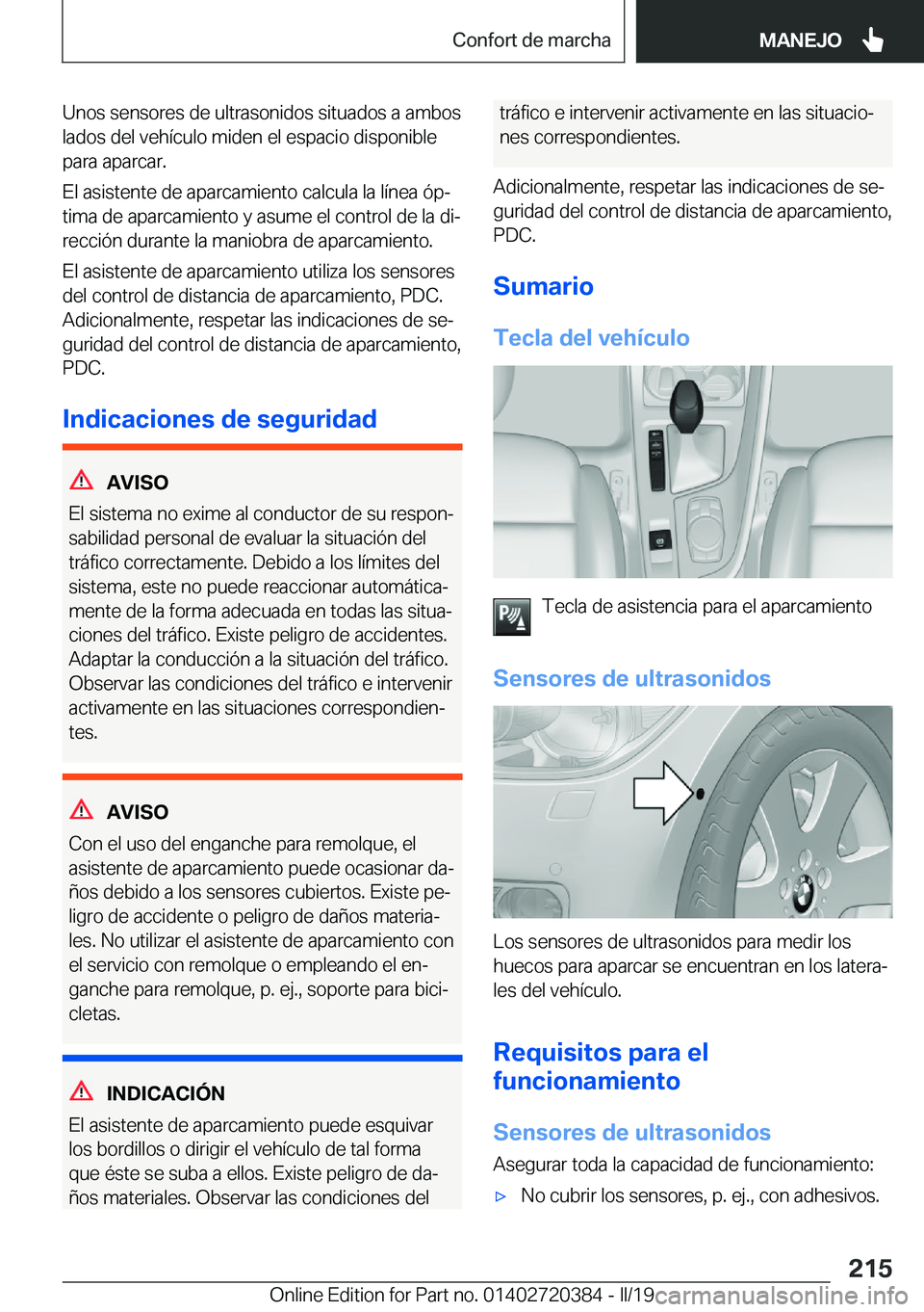 BMW X2 2019  Manuales de Empleo (in Spanish) �U�n�o�s��s�e�n�s�o�r�e�s��d�e��u�l�t�r�a�s�o�n�i�d�o�s��s�i�t�u�a�d�o�s��a��a�m�b�o�s�l�a�d�o�s��d�e�l��v�e�h�