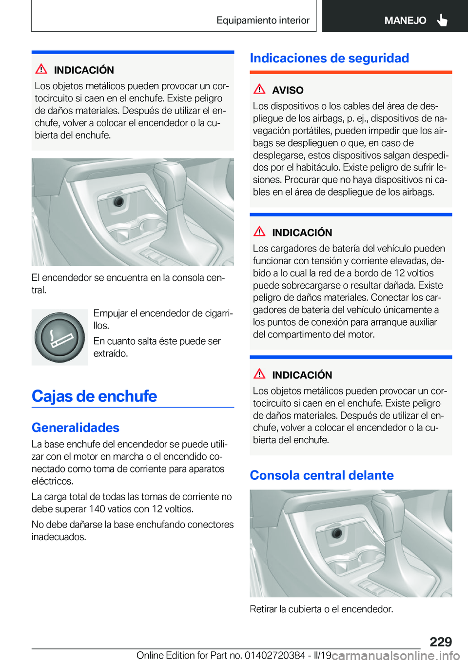 BMW X2 2019  Manuales de Empleo (in Spanish) �I�N�D�I�C�A�C�I�