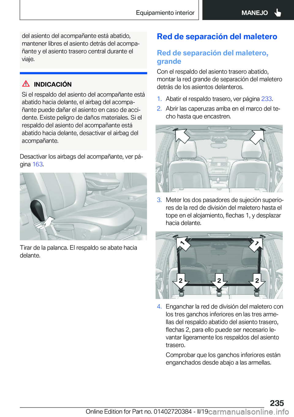 BMW X2 2019  Manuales de Empleo (in Spanish) �d�e�l��a�s�i�e�n�t�o��d�e�l��a�c�o�m�p�a�