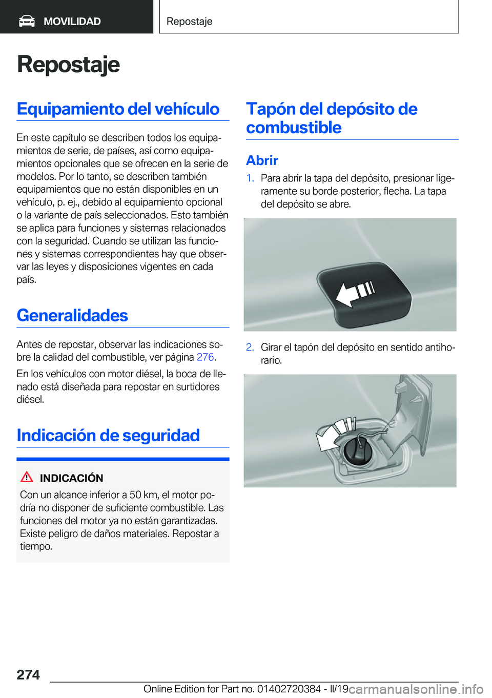 BMW X2 2019  Manuales de Empleo (in Spanish) �R�e�p�o�s�t�a�j�e�E�q�u�i�p�a�m�i�e�n�t�o��d�e�l��v�e�h�