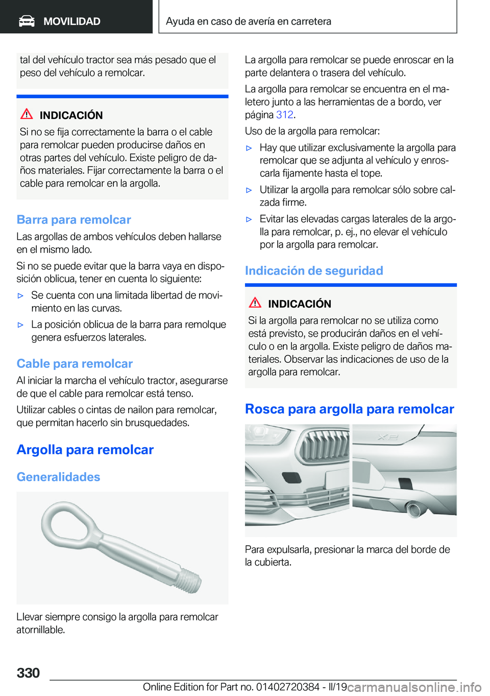 BMW X2 2019  Manuales de Empleo (in Spanish) �t�a�l��d�e�l��v�e�h�