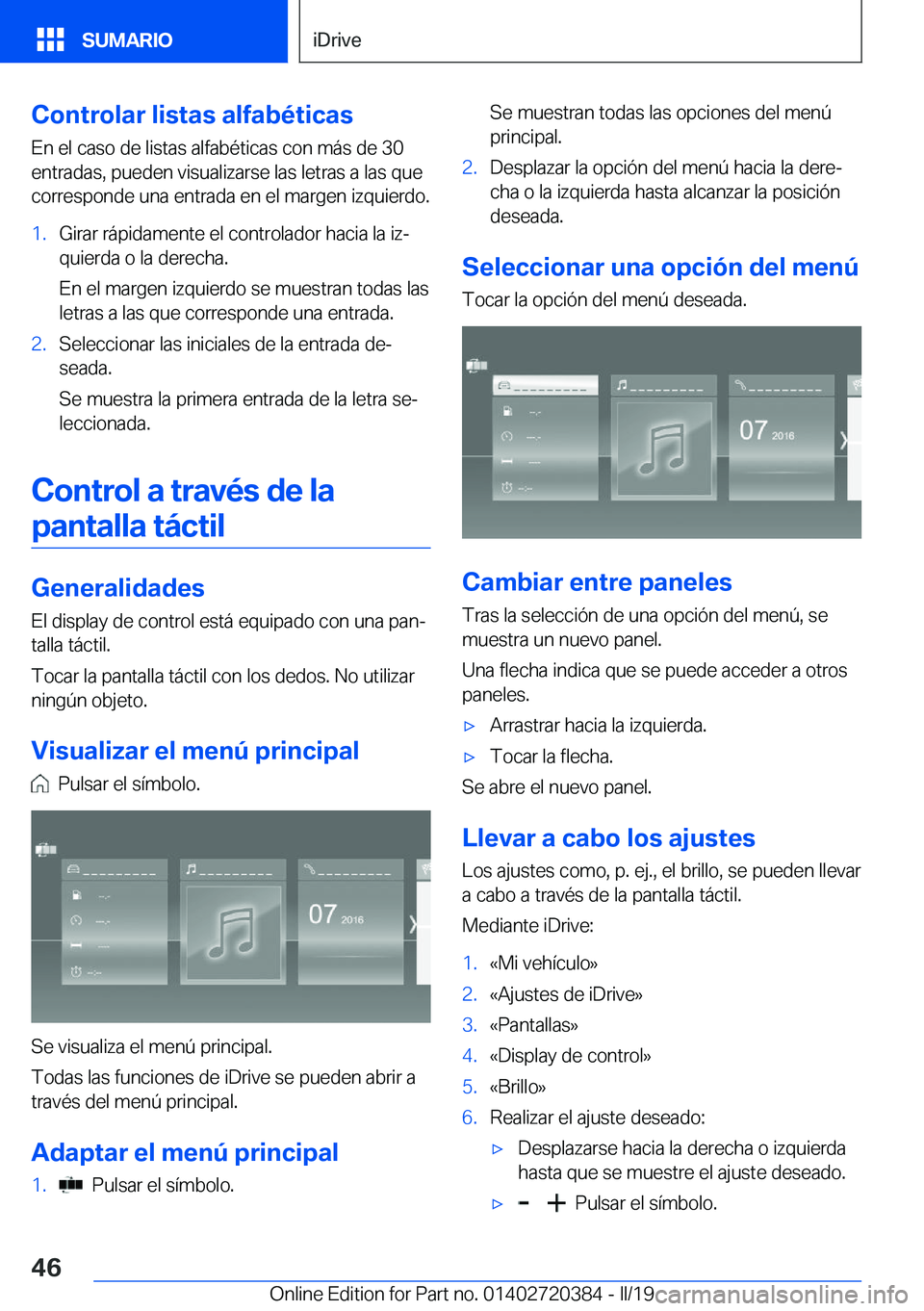 BMW X2 2019  Manuales de Empleo (in Spanish) �C�o�n�t�r�o�l�a�r��l�i�s�t�a�s��a�l�f�a�b�