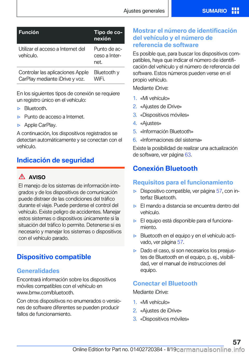 BMW X2 2019  Manuales de Empleo (in Spanish) �F�u�n�c�i�