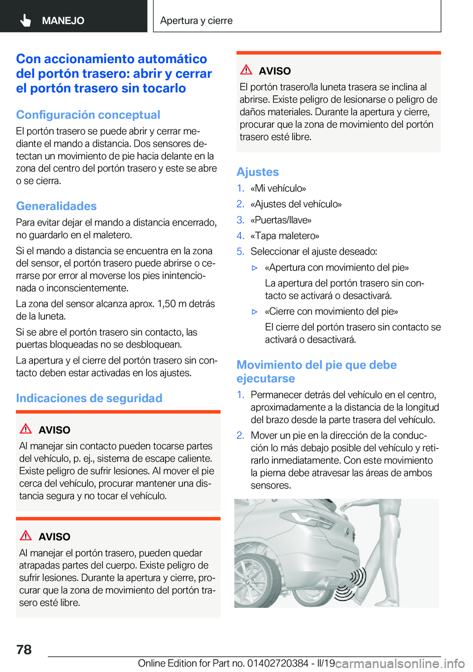 BMW X2 2019  Manuales de Empleo (in Spanish) �C�o�n��a�c�c�i�o�n�a�m�i�e�n�t�o��a�u�t�o�m�