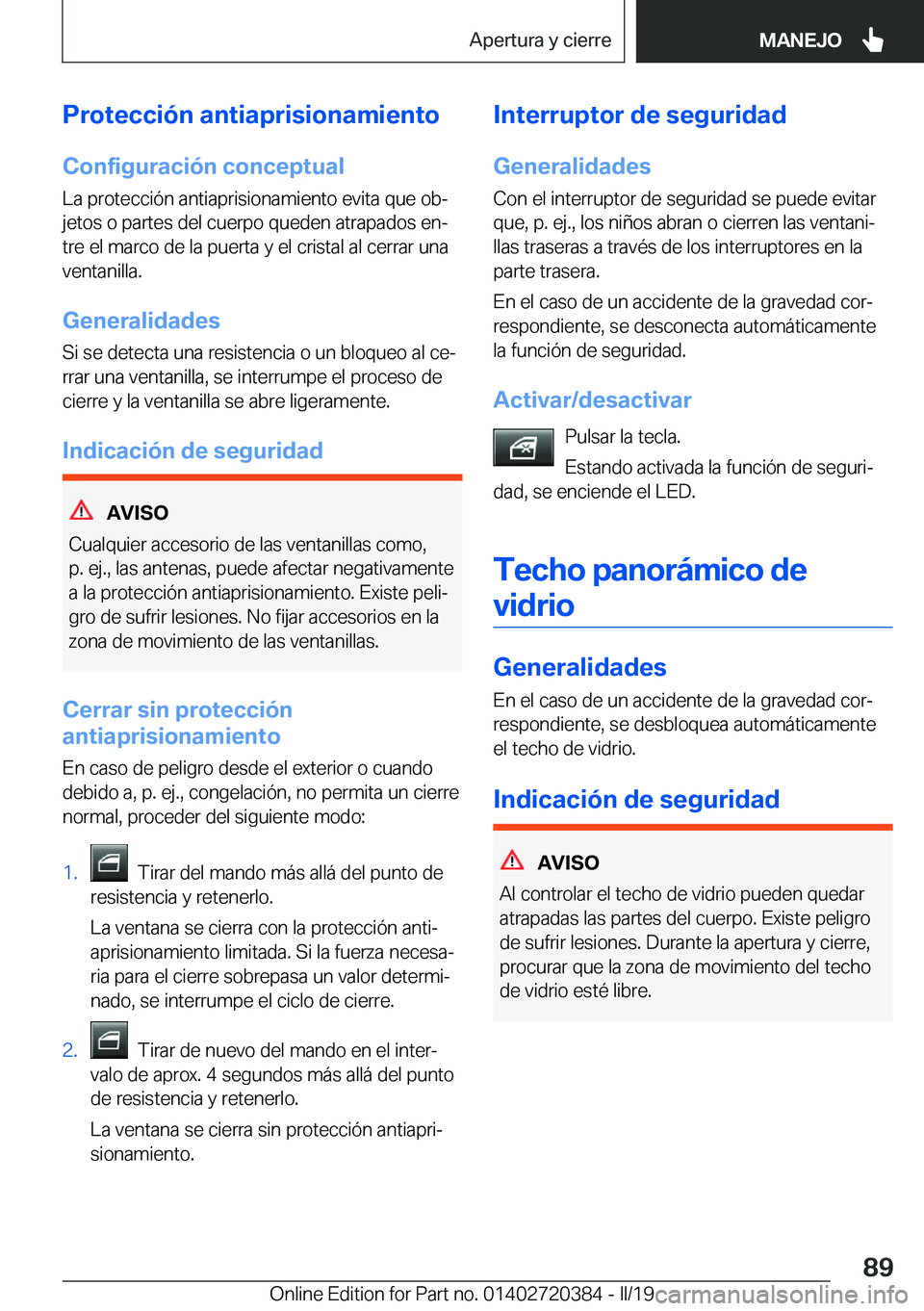 BMW X2 2019  Manuales de Empleo (in Spanish) �P�r�o�t�e�c�c�i�