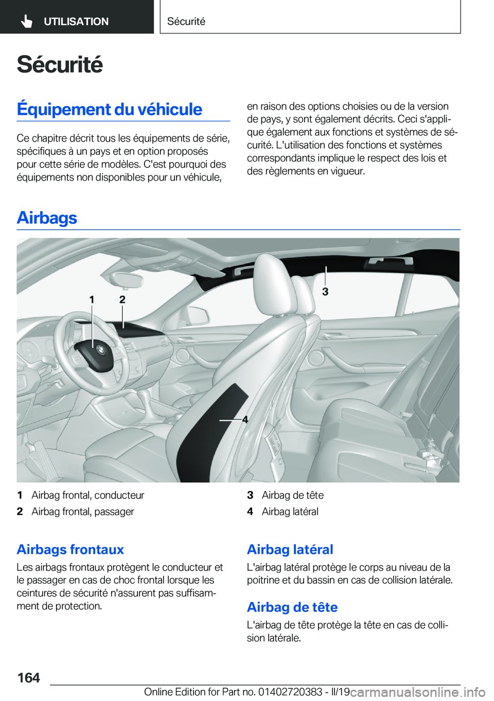 BMW X2 2019  Notices Demploi (in French) �S�é�c�u�r�i�t�é�