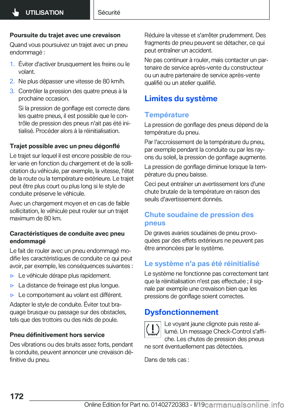 BMW X2 2019  Notices Demploi (in French) �P�o�u�r�s�u�i�t�e��d�u��t�r�a�j�e�t��a�v�e�c��u�n�e��c�r�e�v�a�i�s�o�n�Q�u�a�n�d��v�o�u�s��p�o�u�r�s�u�i�v�e�z��u�n��t�r�a�j�e�t��a�v�e�c��u�n��p�n�e�u
�e�n�d�o�m�m�a�g�é��:�1�.�