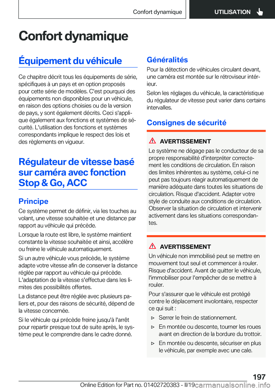 BMW X2 2019  Notices Demploi (in French) �C�o�n�f�o�r�t��d�y�n�a�m�i�q�u�e�