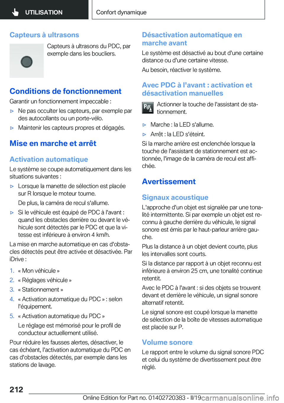 BMW X2 2019  Notices Demploi (in French) �C�a�p�t�e�u�r�s��