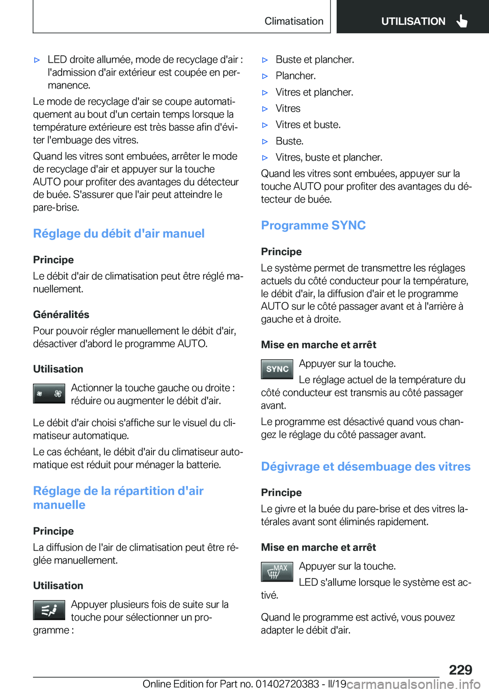 BMW X2 2019  Notices Demploi (in French) 'x�L�E�D��d�r�o�i�t�e��a�l�l�u�m�é�e�,��m�o�d�e��d�e��r�e�c�y�c�l�a�g�e��d�'�a�i�r��:�l�'�a�d�m�i�s�s�i�o�n��d�'�a�i�r��e�x�t�é�r�i�e�u�r��e�s�t��c�o�u�p�é�e��e�n��p�e�