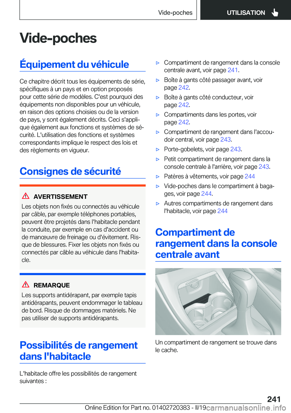 BMW X2 2019  Notices Demploi (in French) �V�i�d�e�-�p�o�c�h�e�s�