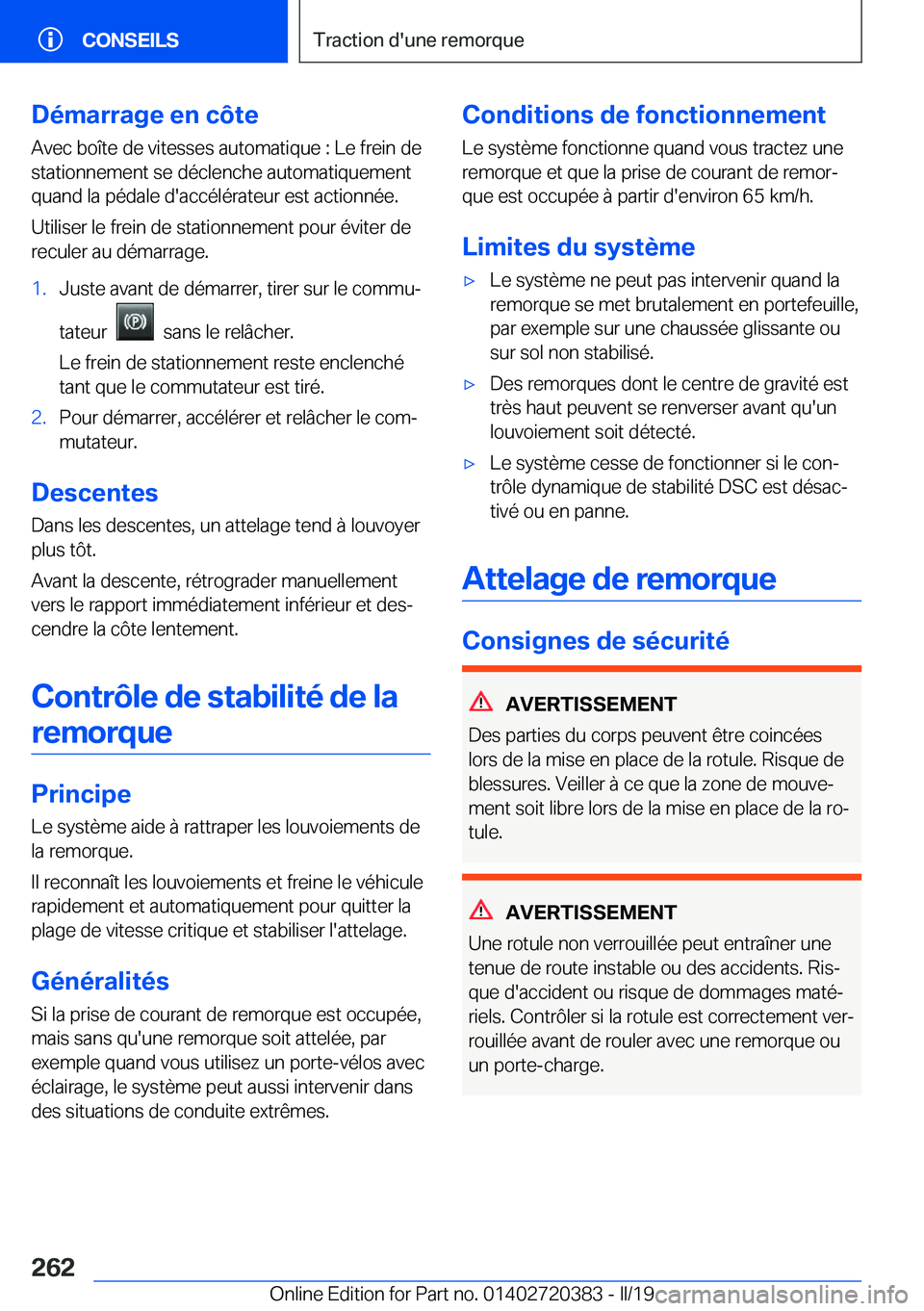 BMW X2 2019  Notices Demploi (in French) �D�é�m�a�r�r�a�g�e��e�n��c�