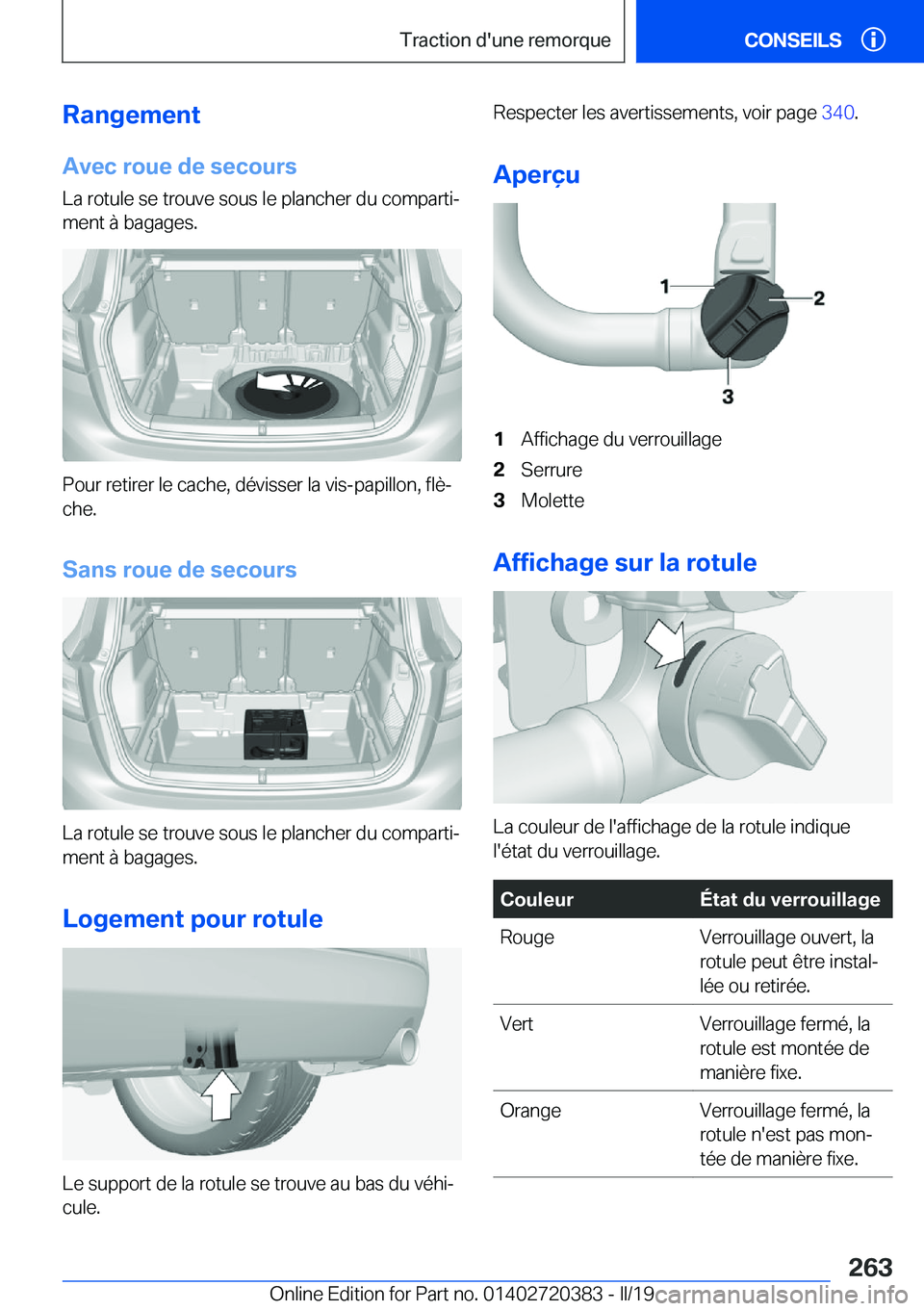 BMW X2 2019  Notices Demploi (in French) �R�a�n�g�e�m�e�n�t�A�v�e�c��r�o�u�e��d�e��s�e�c�o�u�r�s
�L�a��r�o�t�u�l�e��s�e��t�r�o�u�v�e��s�o�u�s��l�e��p�l�a�n�c�h�e�r��d�u��c�o�m�p�a�r�t�ij
�m�e�n�t��