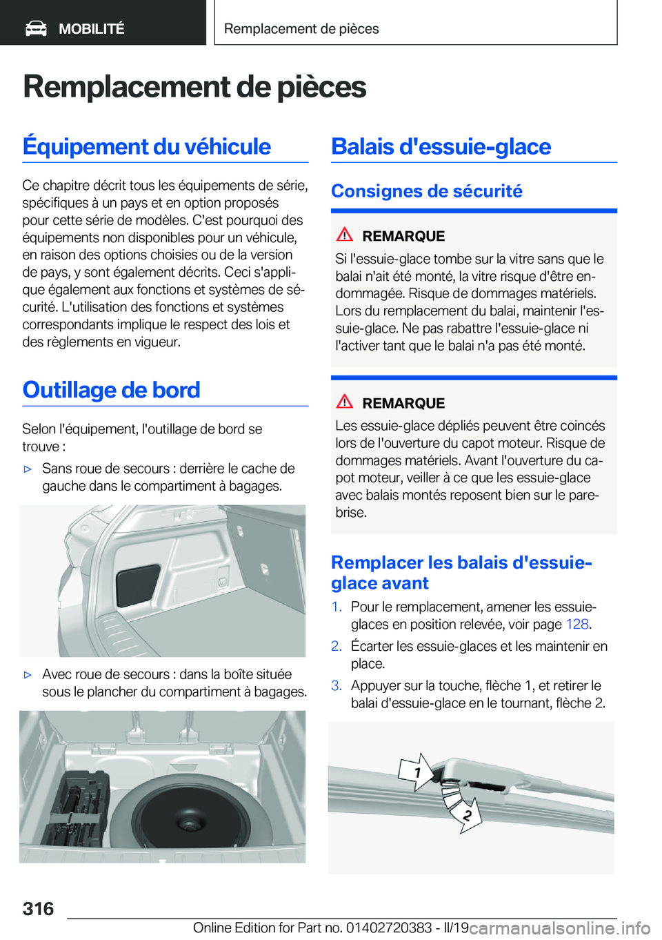 BMW X2 2019  Notices Demploi (in French) �R�e�m�p�l�a�c�e�m�e�n�t��d�e��p�i�è�c�e�s�